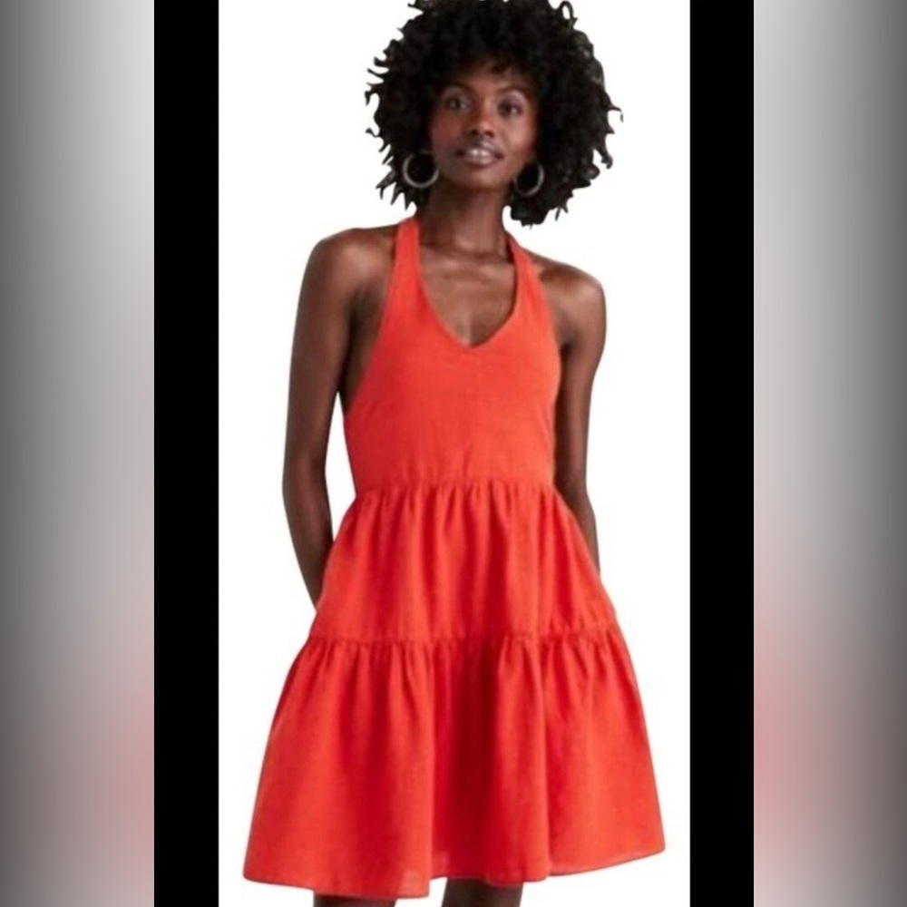 American Eagle Outfitters Vibrant Orange Backless Dress Size L